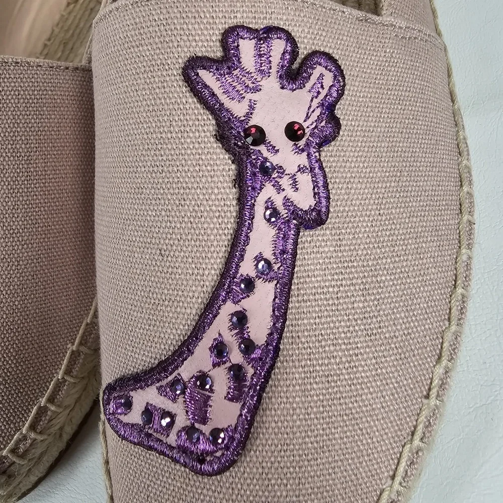 NEW‎ KATE SPADE Garden Giraffe Pale Vellum Espadrilles Size 8 B